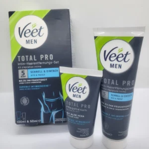 Veet Men Комплект депилиращ крем за интимни зони за чувствителна кожа, слабини, балсам за тяло, НОВ