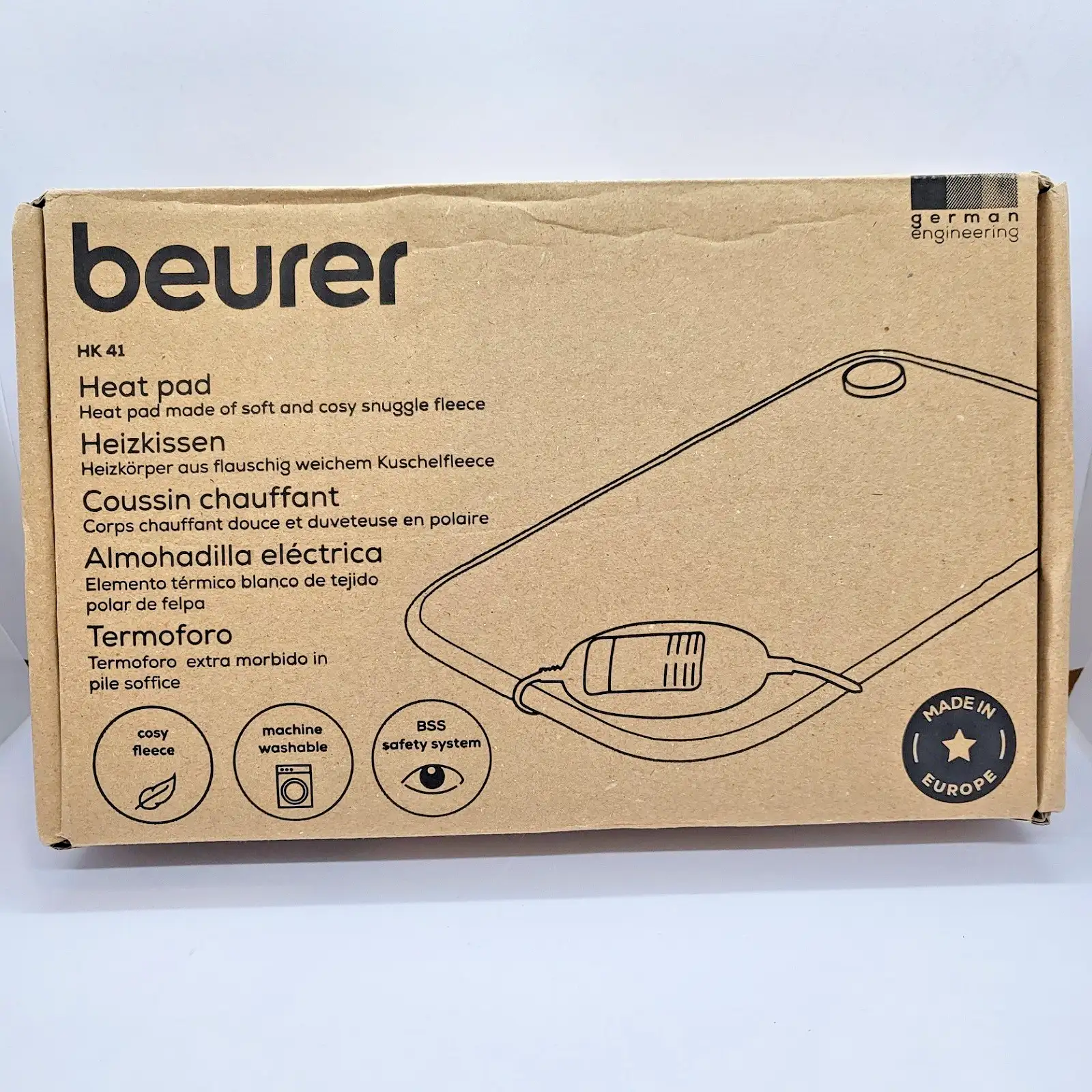 Електрическа възглавница Beurer HK 41 Cosy Fleece 44x33см ЕС щепсел Нова - Image 2
