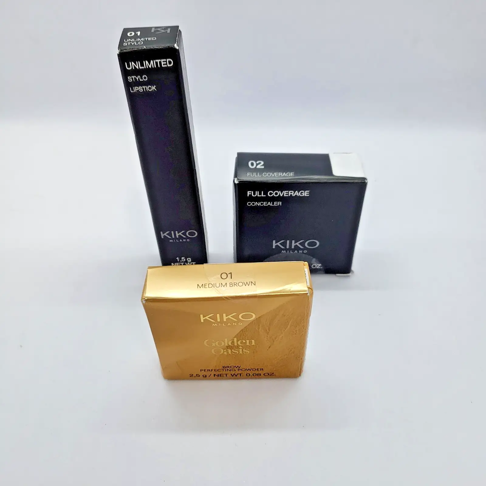 Подаръчен комплект гримове KIKO Milano - Червило Unlimited Stylo, Коректор, Пудра за вежди - Image 3