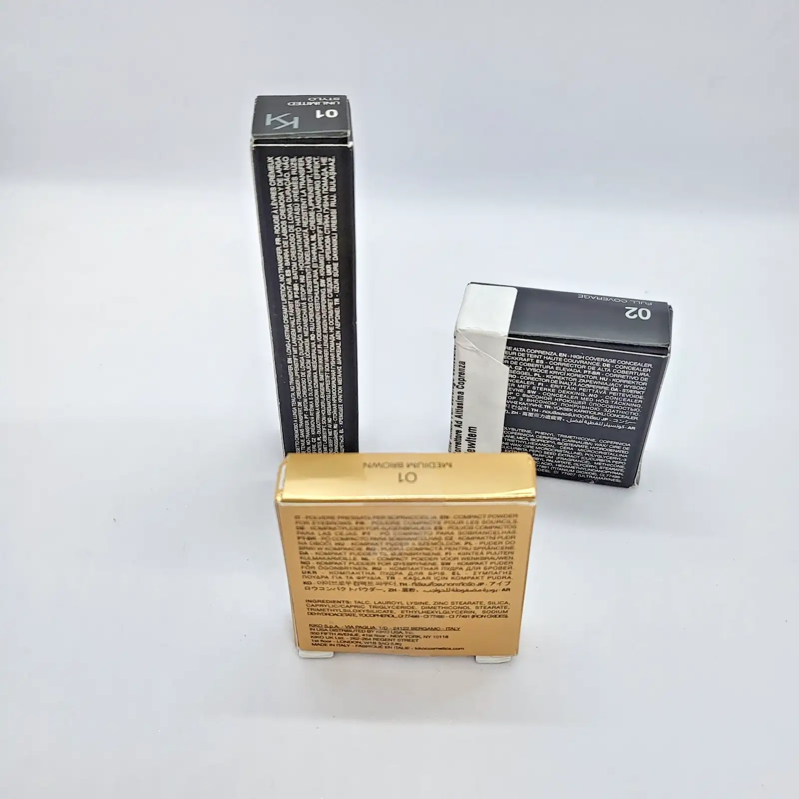 Подаръчен комплект гримове KIKO Milano - Червило Unlimited Stylo, Коректор, Пудра за вежди - Image 4