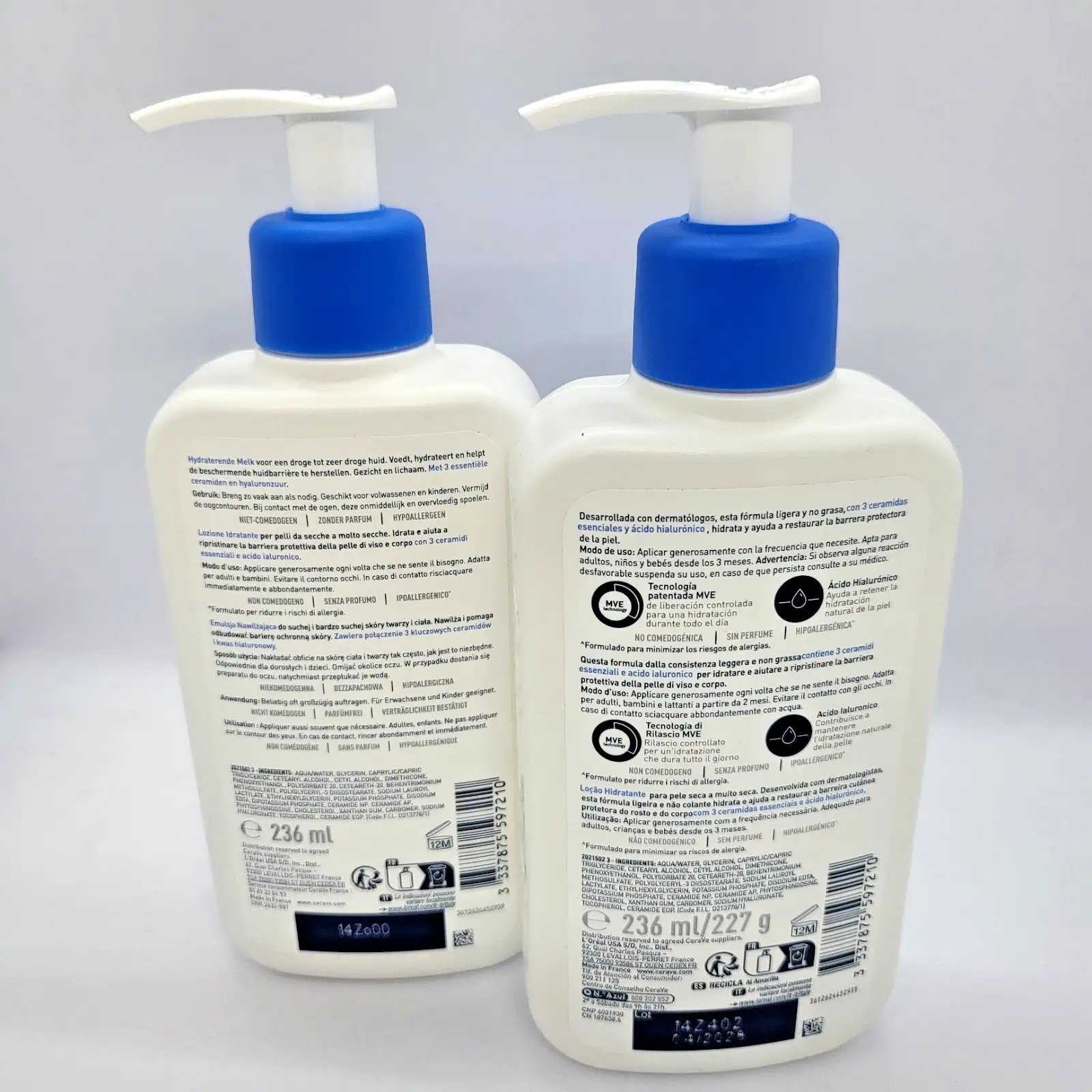 Комплект от 2 бр. CeraVe овлажняващ лосион 236ml за лице и тяло Без парфюм Нов - Image 3
