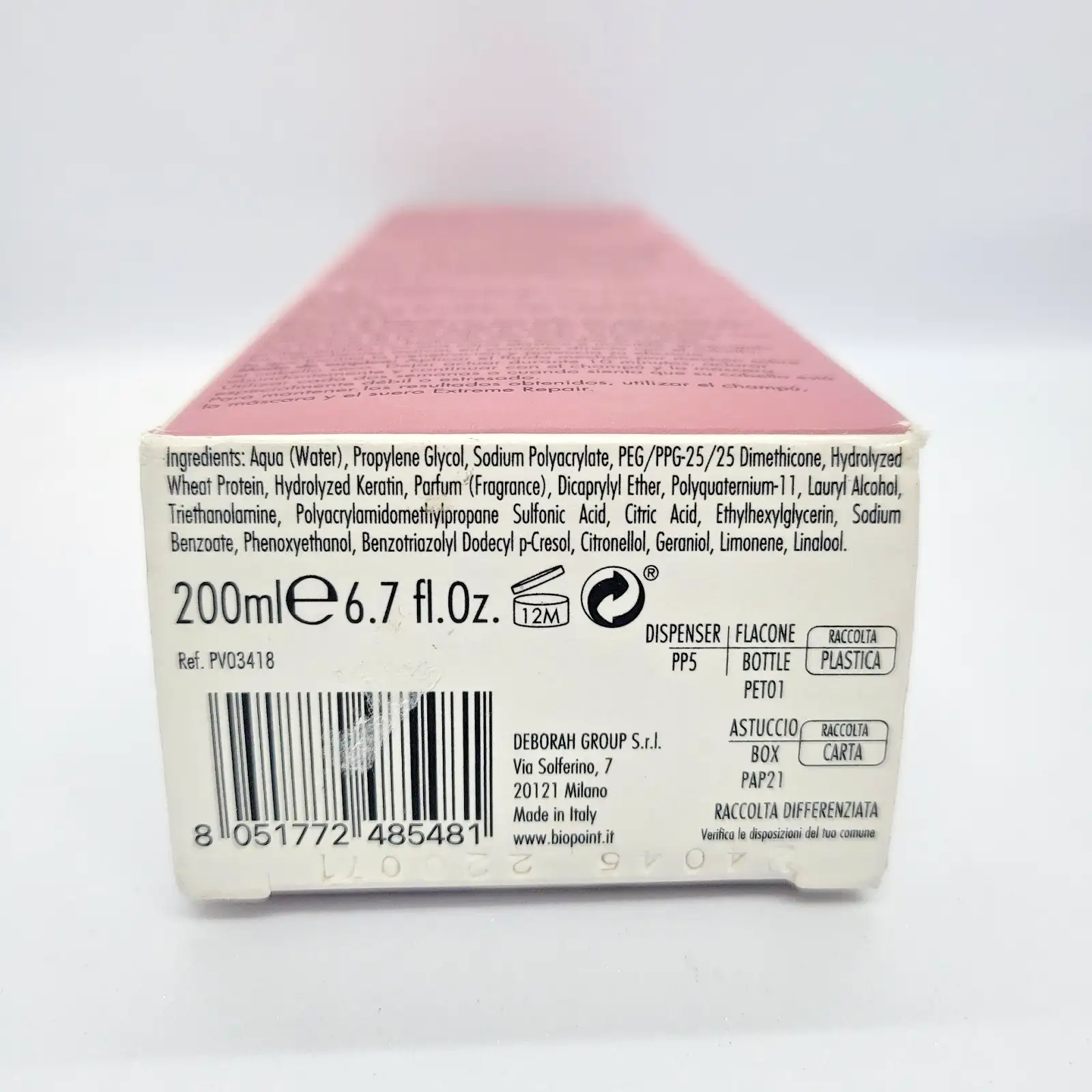 Biopoint Extreme Repair Възстановяващ флуид за коса 200ml Кератин Преди шампоан Нов - Image 4