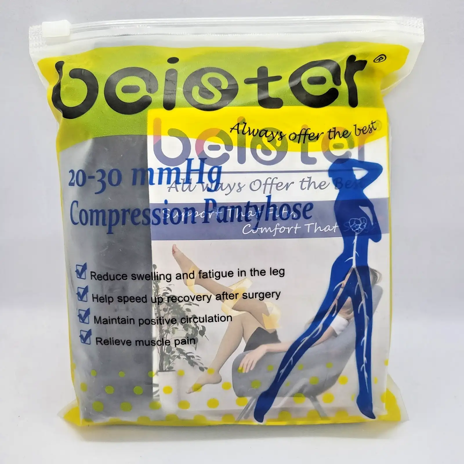 Beister компресионен чорапогащник 20–30 mmHg, черен, размер XL - Image 2