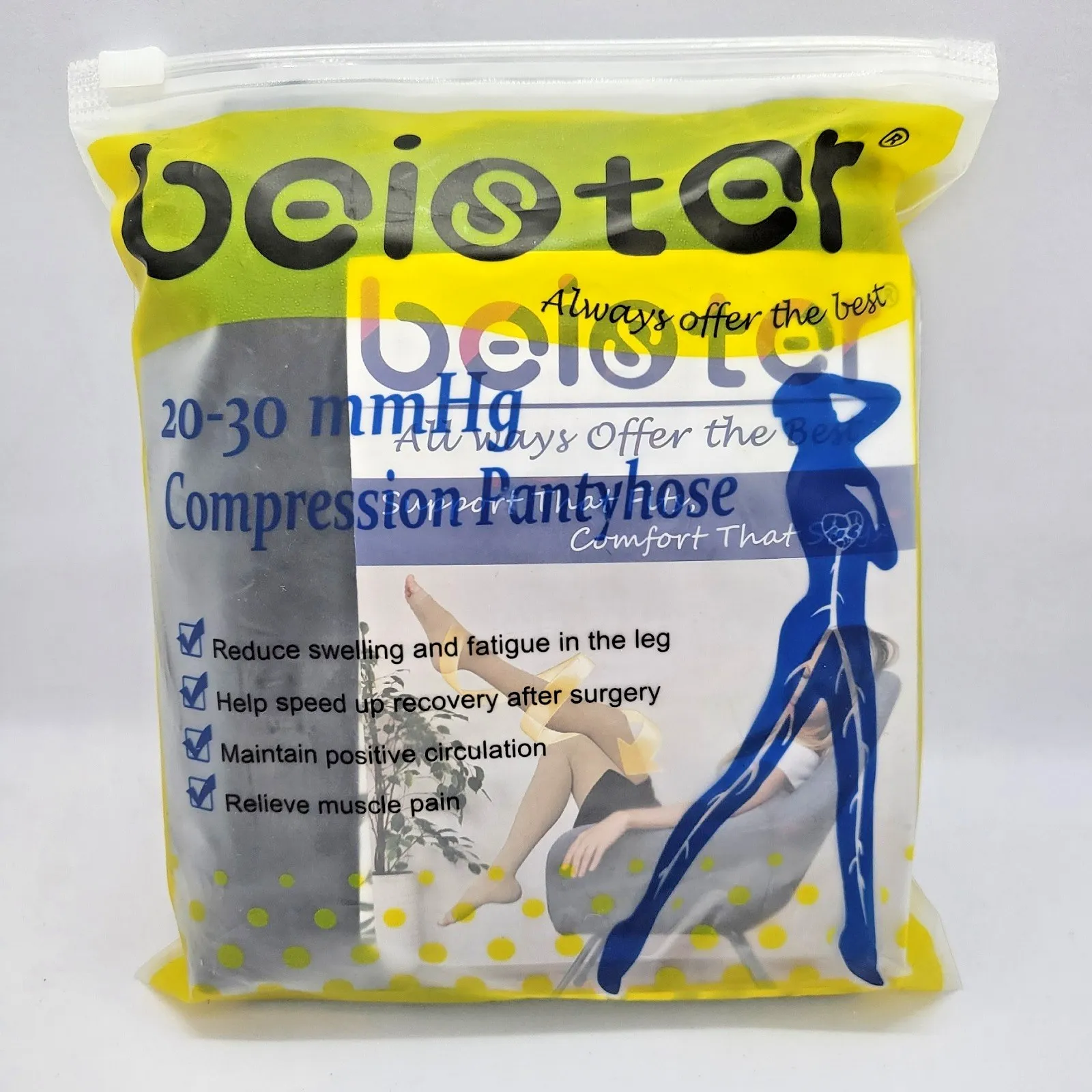 Beister компресионен чорапогащник 20–30 mmHg, черен, размер XL - Image 4
