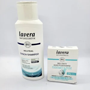 lavera Sensitive комплект за грижа за коса и тяло с неутрален душ шампоан и твърд шампоан