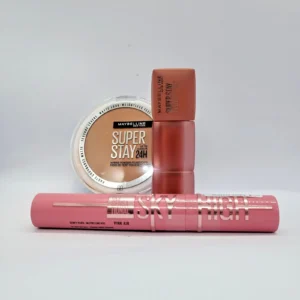 Maybelline комплект: Super Stay пудра 60, Teddy Tint тинт 15 и Sky High спирала