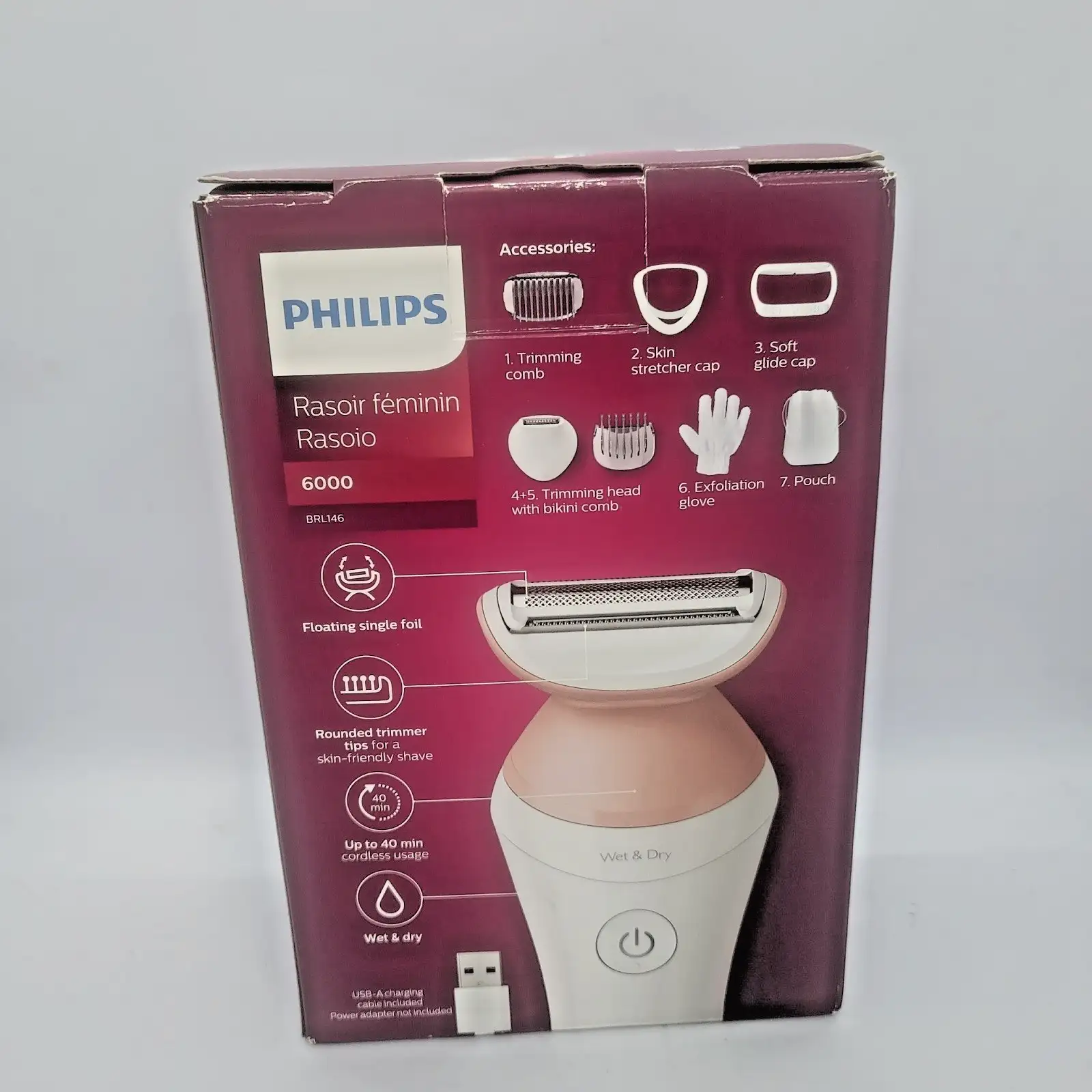 Philips Series 6000 дамска безжична електрическа самобръсначка за мокро и сухо бръснене на крака и бикини зона, нова - Image 3