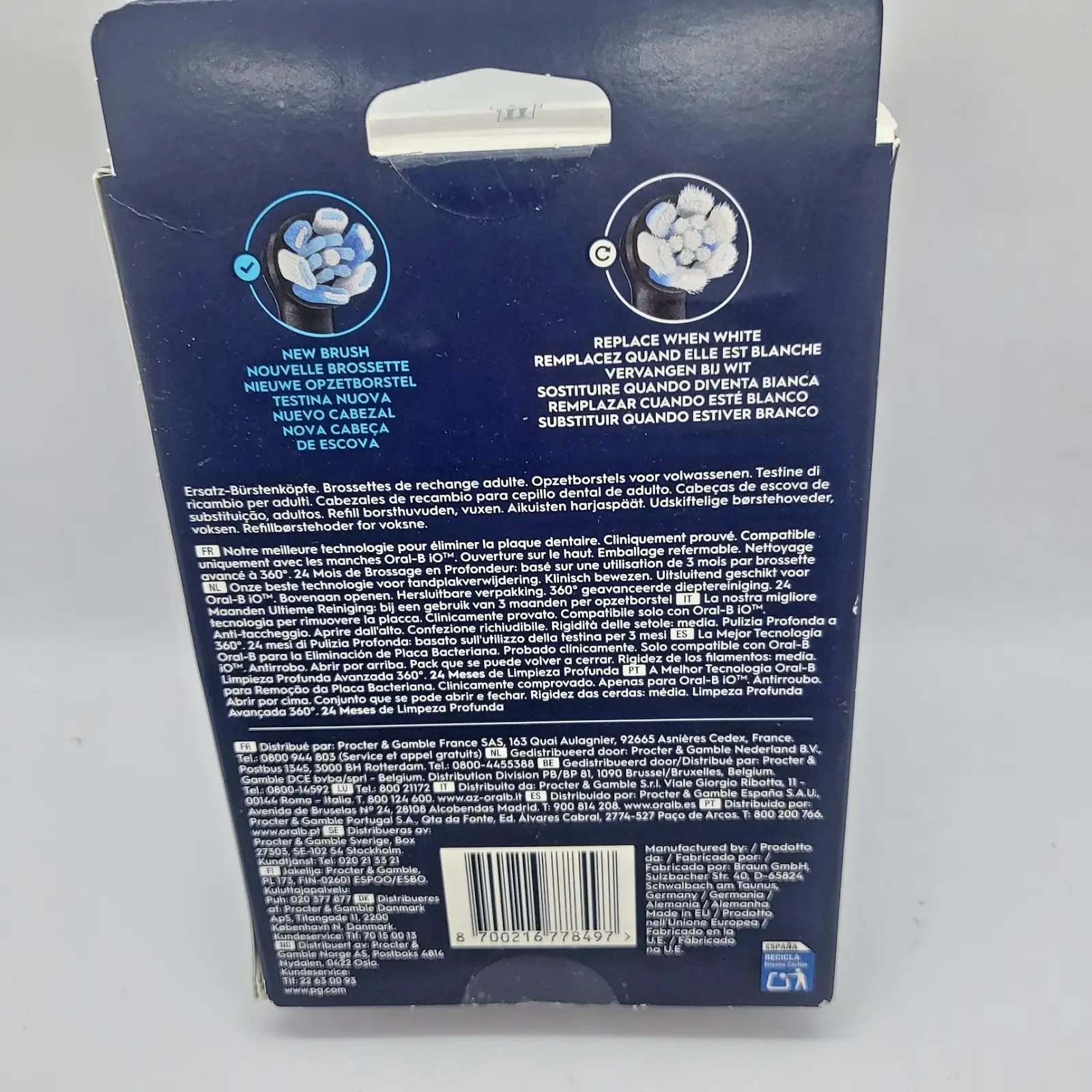 Оригинални резервни глави Oral-B iO Ultimate Clean, черни, опаковка от 8 броя, нови - Image 3