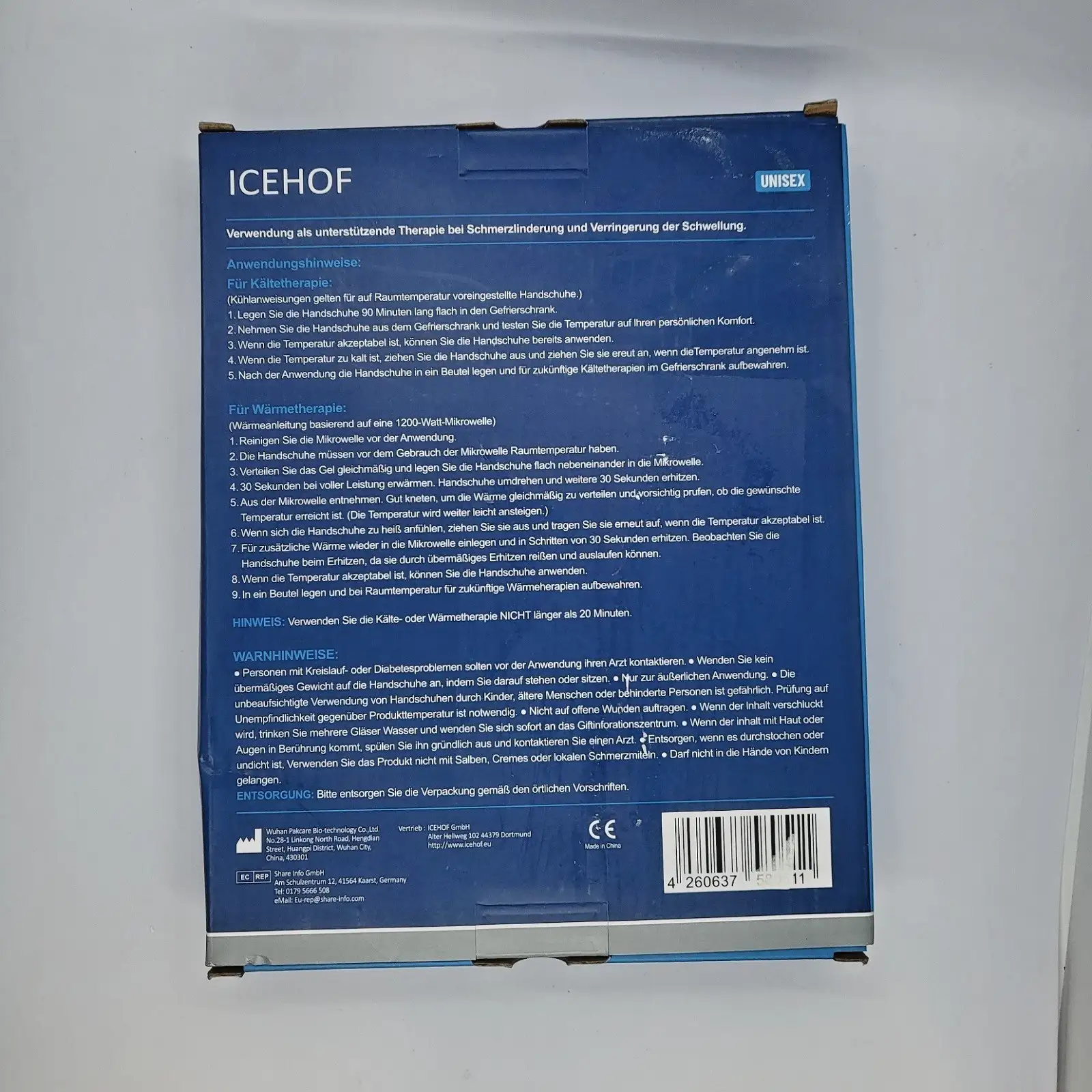 ICEHOF гел ръкавици за топла и студена терапия, 1 чифт, за облекчаване на болката, нови - Image 3