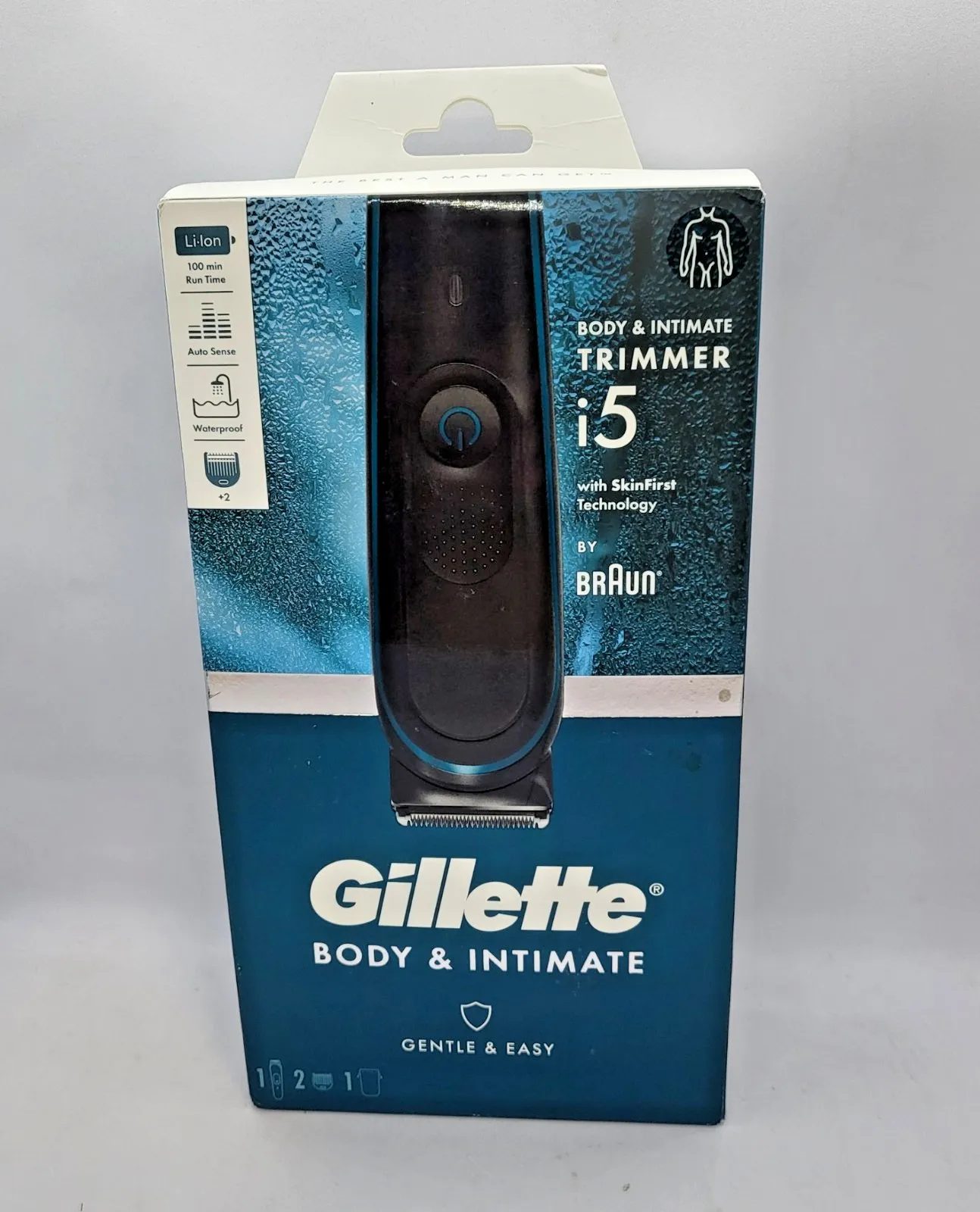 Тример за интимно мъжко окосмяване Gillette Intimate i5 Braun 100 мин работа Водоустойчив 100-240V