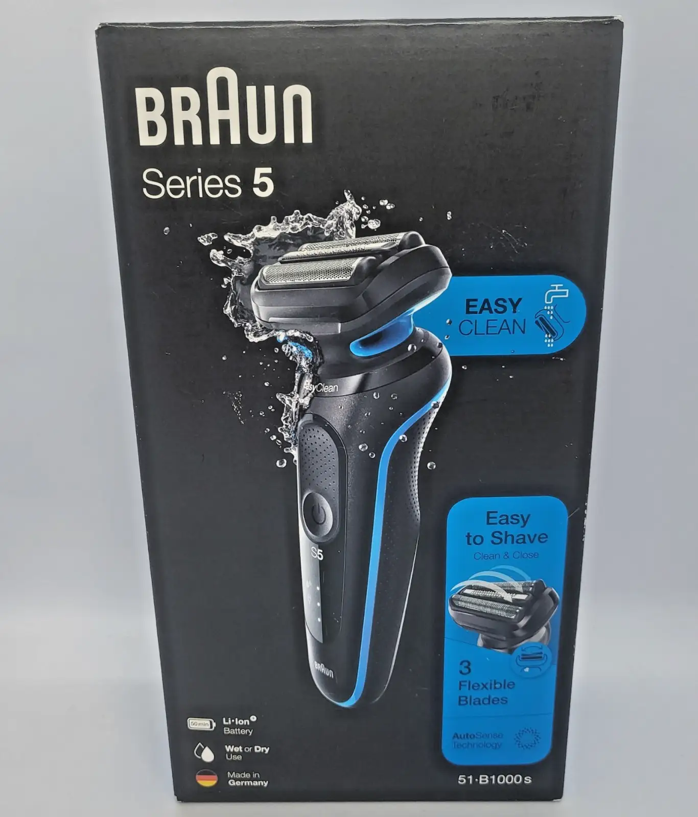 Мъжка електрическа самобръсначка с фолио Braun Series 5 51-B1000s Безжична мокра и суха Произведена в Германия - Image 3
