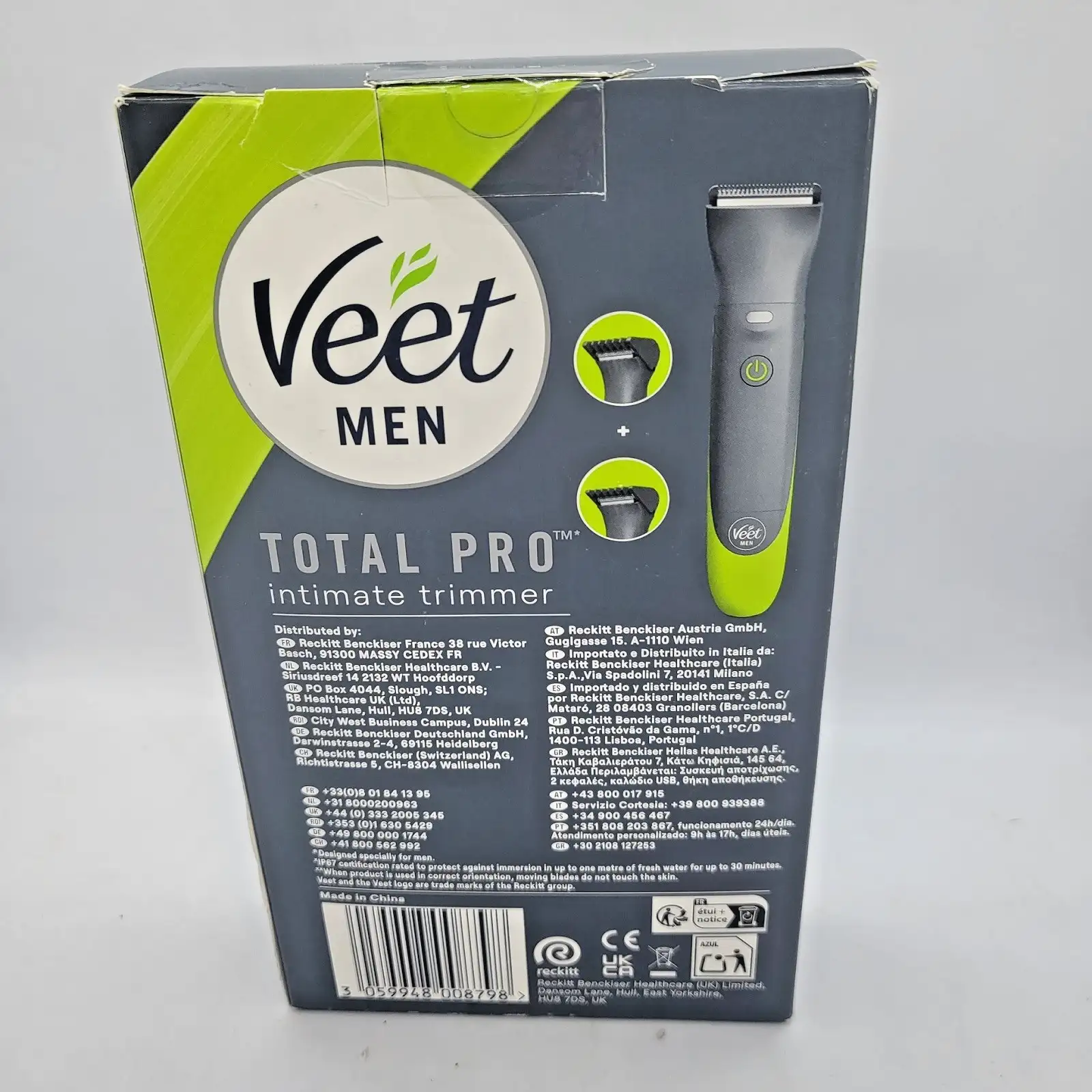 Мъжки интимен тример Veet Men Total Pro Електрическа машинка за подстригване и бръснене на интимно окосмяване НОВА - Image 5