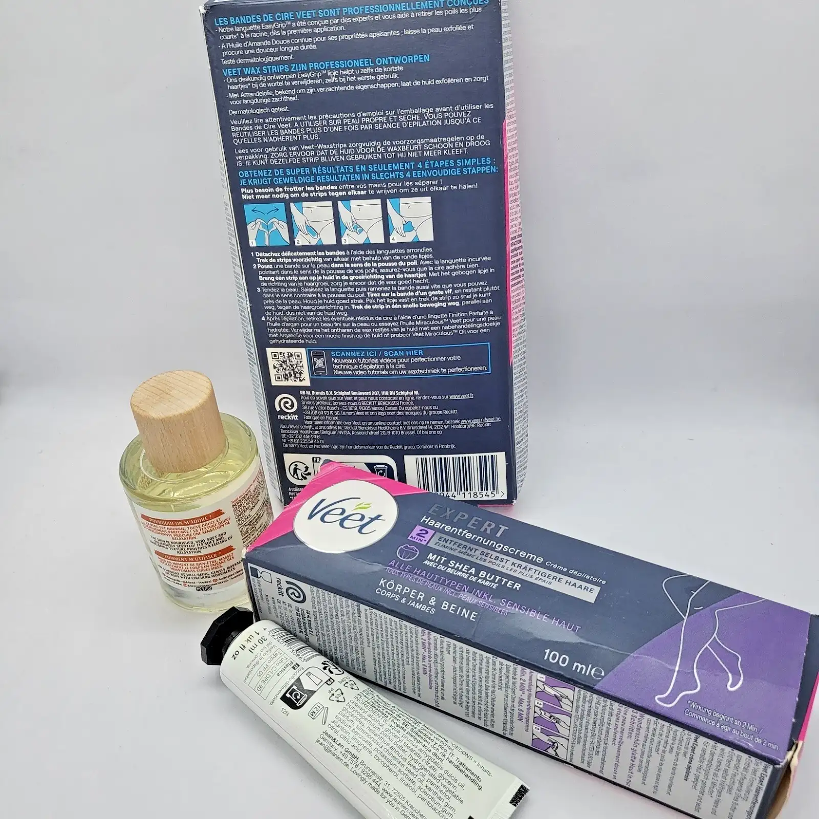 Veet Expert Восъчни ленти Крем за депилация Lovea Масажно масло Jean Len Комплект - Image 3