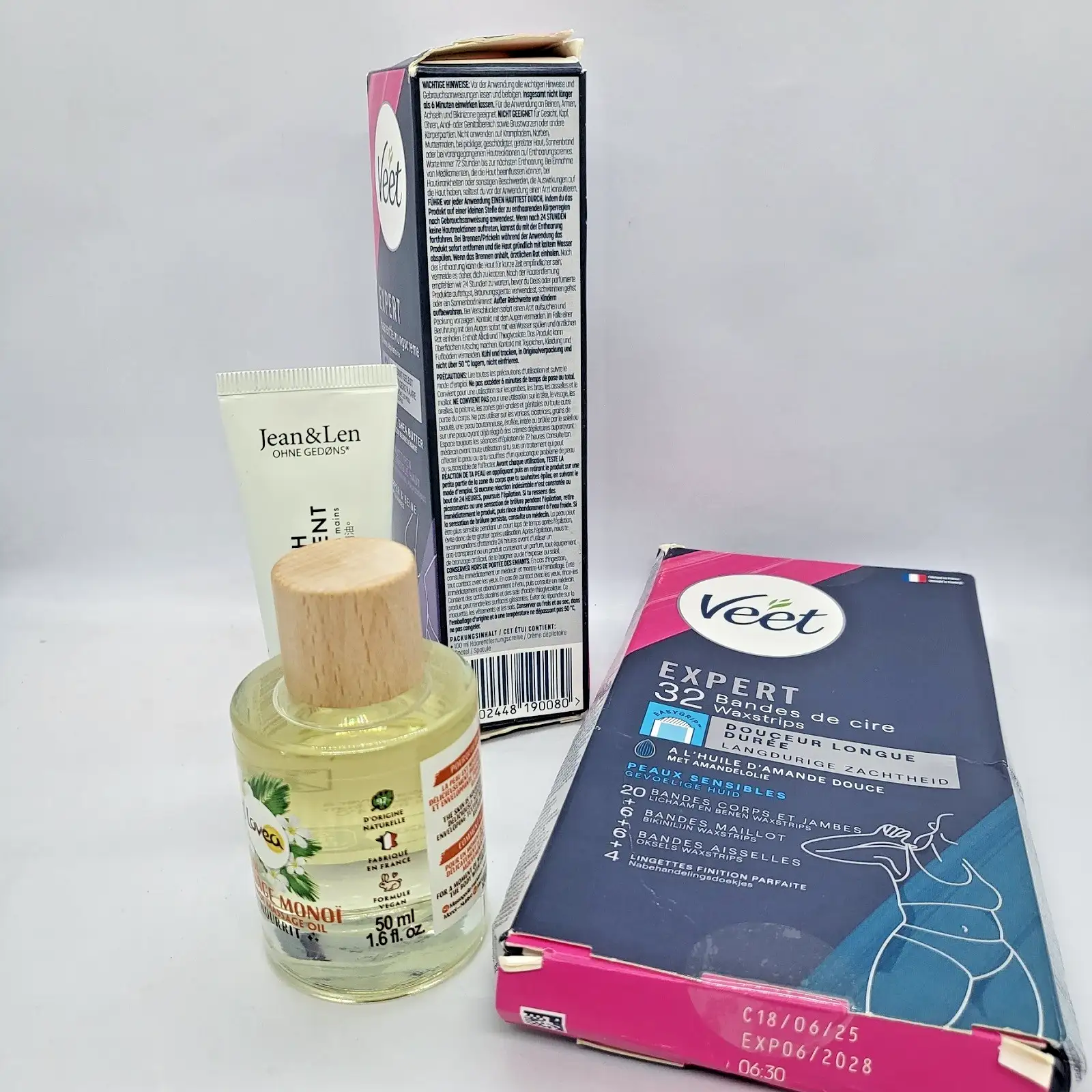 Veet Expert Восъчни ленти Крем за депилация Lovea Масажно масло Jean Len Комплект - Image 5