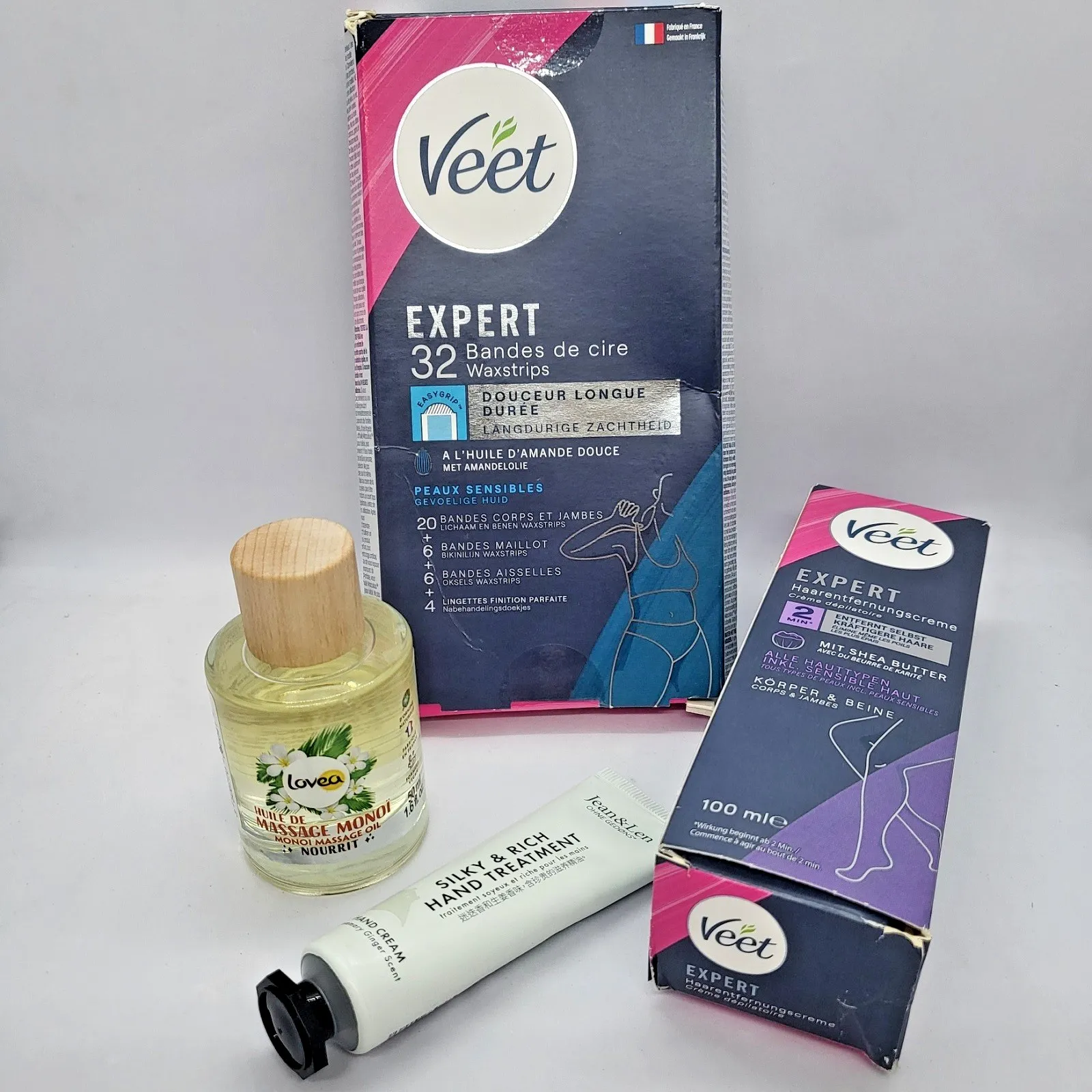 Veet Expert Восъчни ленти Крем за депилация Lovea Масажно масло Jean Len Комплект - Image 6