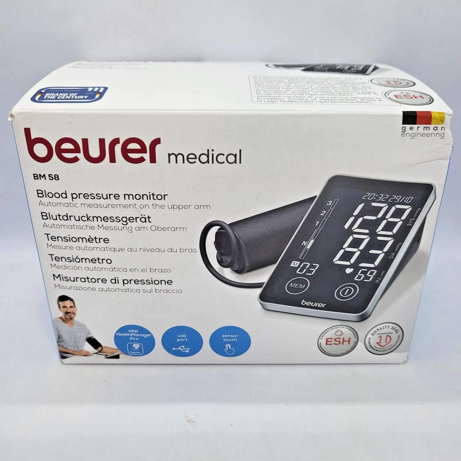 Beurer BM 58 Дигитален апарат за кръвно налягане Сензорен екран Нов