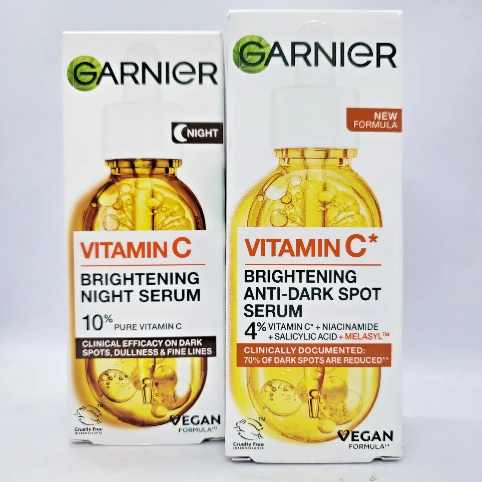 Garnier Витамин C Дневен и нощен серум за лице Комплект за блясък против петна Нов
