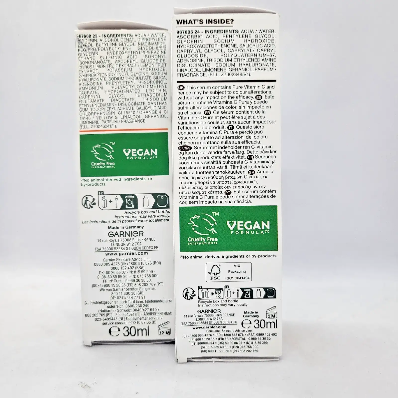 Garnier Витамин C Дневен и нощен серум за лице Комплект за блясък против петна Нов - Image 5