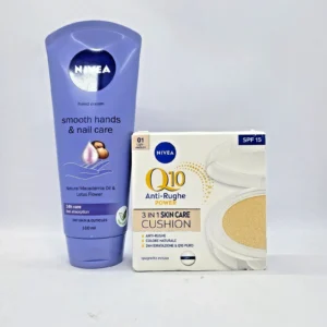 Nivea Q10 3 в 1 Кушън фон дьо тен 01 Light Medium Крем за ръце Комплект Нов